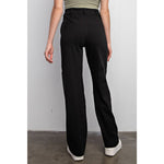 COTTON STRETCH TWILL WIDE PANTS: Black