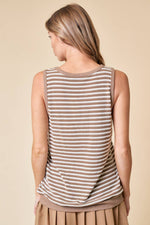 TEXTURED KNIT TANK: LATTE