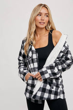 Buffalo Plaid Sherpa Lined Shacket - Black Plaid