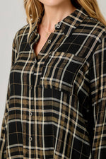 Washed Plaid Button Down Shirt: Washed Black