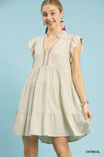 Linen Tiered Baby Doll Dress - Oatmeal