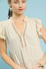 Linen Tiered Baby Doll Dress - Oatmeal