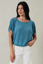 Boat Neck Half Sleeve Top - Teal