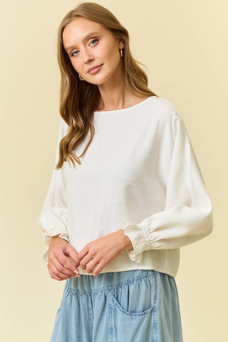 Linen Blend Top - Natural