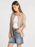 Navigator Top: Ivory Tan Plaid