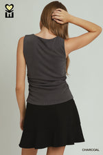 Select Ribbed Ruched Tank: Charcoal