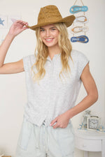 Raw Edge Sleeveless Cardigan - Heather Grey