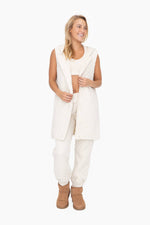 Long Quilted Cotton Blend Vest: IVORY