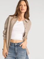 Navigator Top: Ivory Tan Plaid