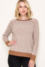 Color Trimmed Pinstriped Sweater - Camel