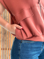 Buttery Soft Modal Flap SS Jacket: Terra Cotta
