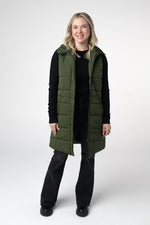 Harlow Long Vest - Dark Olive