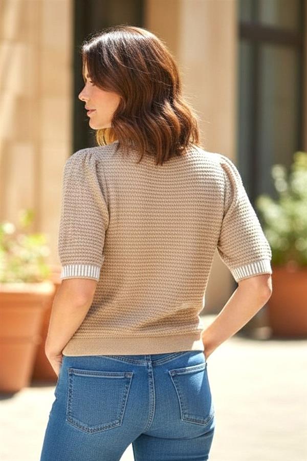 Waffle Textured Sweater - Light Mocha