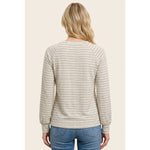 Split Neck Micro Brushed Stripe Top
