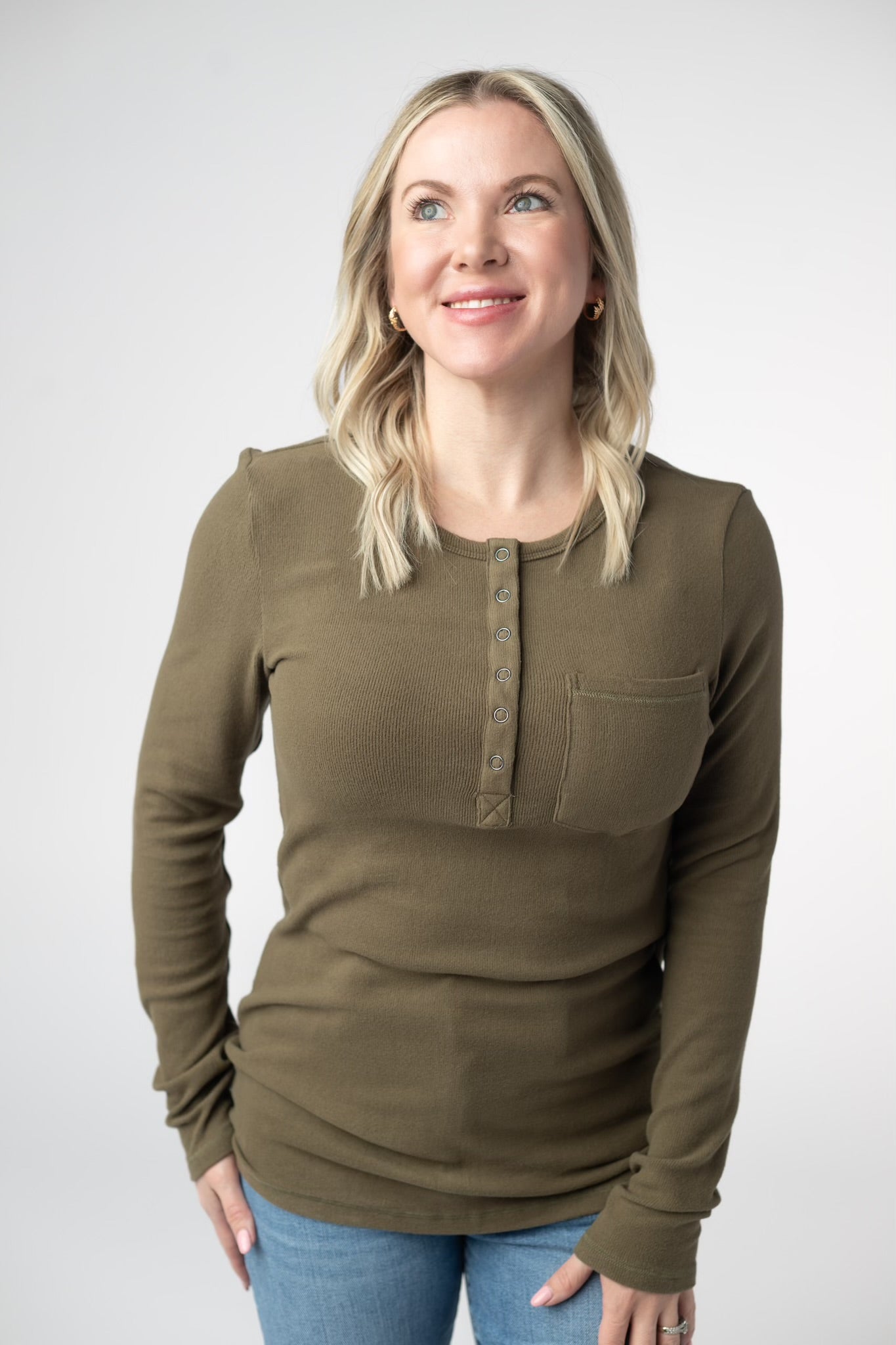 Georgia Long Sleeve w/ Snaps: Olive
