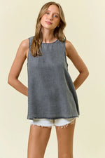 Black Sleeveless Denim Top