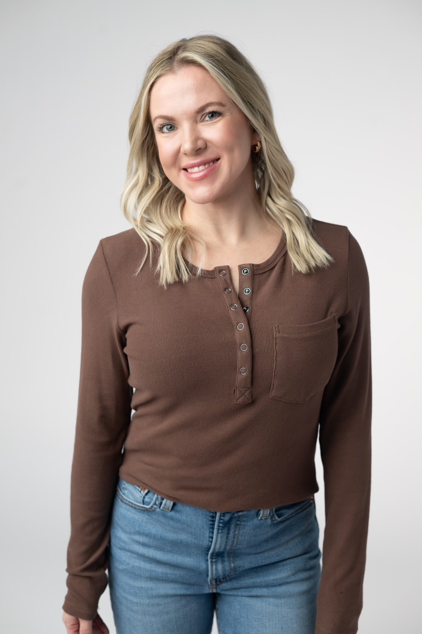 Georgia Long Sleeve w/ Snaps: Brown