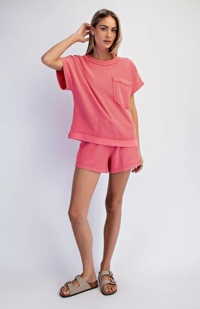 Honey Comb Short Sleeve: Strawberry