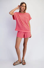 Honey Comb Short Sleeve: Strawberry
