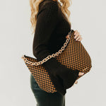 Sienna Slouchy Woven Shoulder Bag - Checkered Coffee