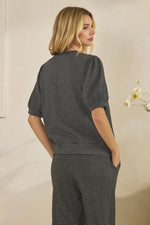 Crinkle Puffy Sleeve Top - Black