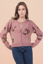 Mauve Floral Soft Knit Cardigan