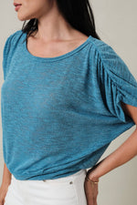 Boat Neck Half Sleeve Top - Teal