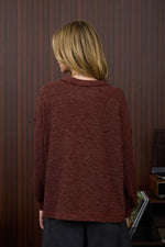Slouchy Chest Pocket Knit Long Sleeve - Burgundy