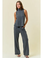 Charcoal Buttery Soft Pintuck A-Line Tank