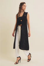 Button-Down Open Knit Midi Cardigan