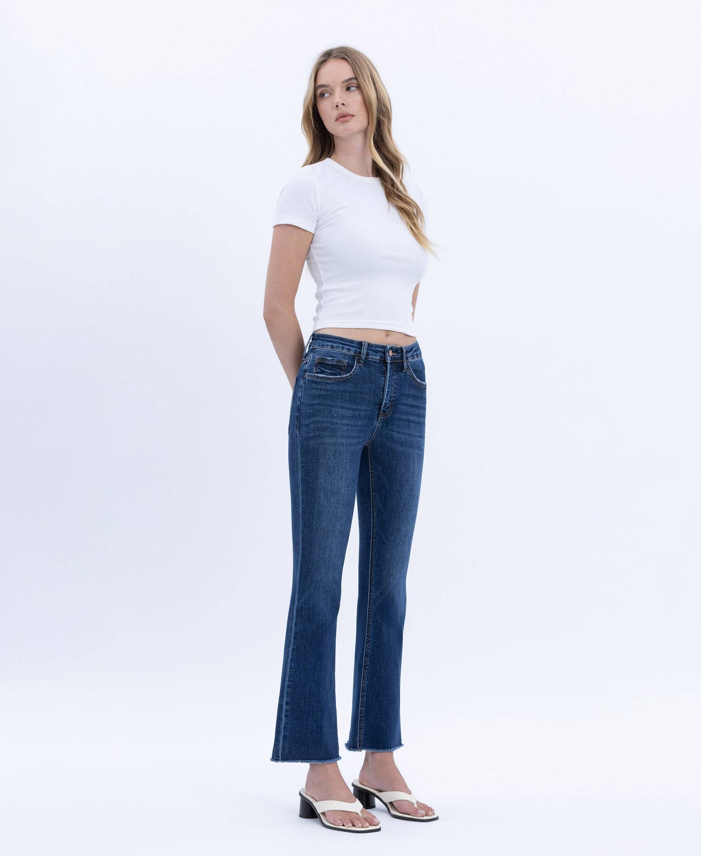 Julia TC HR Raw Hem Kick Flare Vervet Jeans
