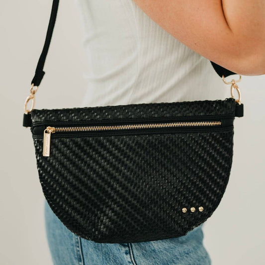 Diagonal Woven Westlyn Bum Bag Black