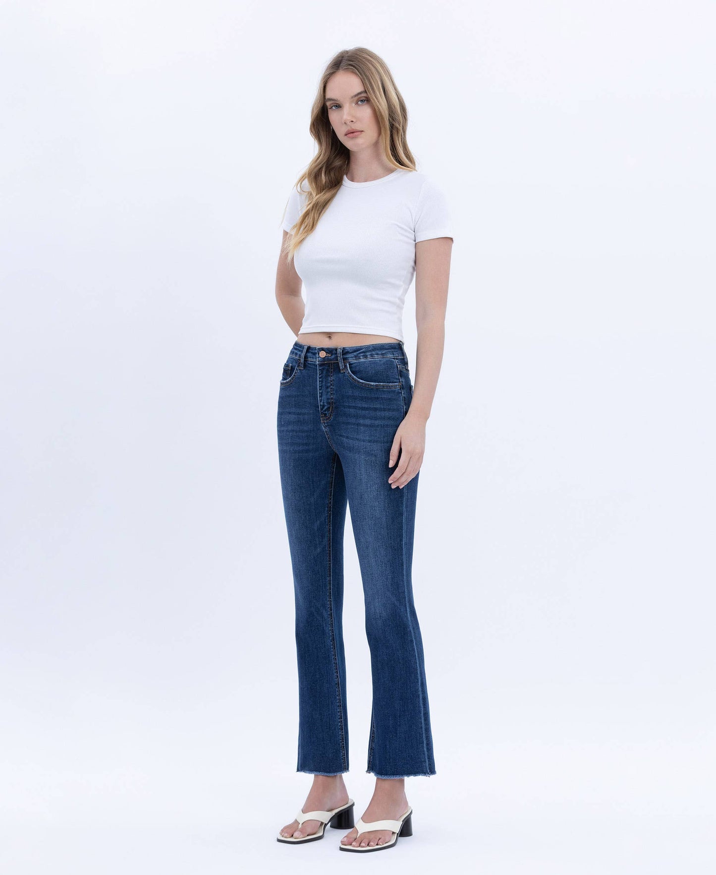 Julia TC HR Raw Hem Kick Flare Vervet Jeans