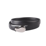 Napa Leather Belt with Silver Bean Buckle: Black
