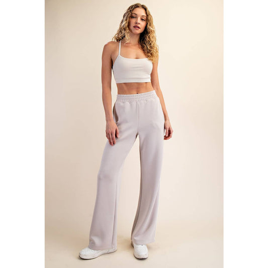 Modal Scuba Piping Straight Pant - Mocha Cream