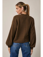 Long Sleeve Cropped Cardigan - Brown