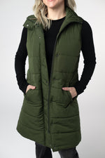 Harlow Long Vest - Dark Olive