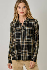 Washed Plaid Button Down Shirt: Washed Black