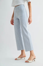 Aqua: HR Wide Leg Crop Raw Hem