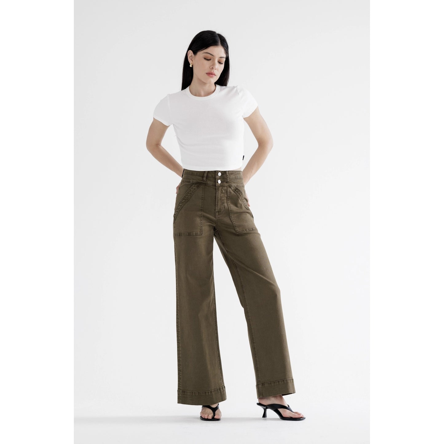 Fern Super High Double Waistband Wide Leg Mica Jeans