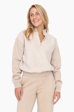 Vintage Fleece Half Zip Pullover - Taupe