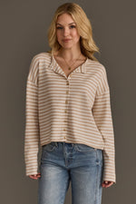 Beige & Off White Striped Cardigan