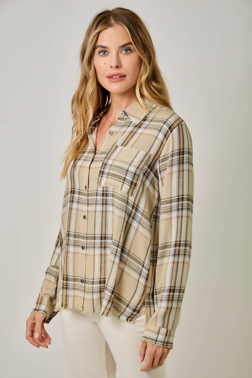 Washed Plaid Button Down Shirt: Washed Sand