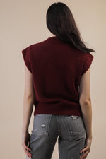 Soft Knit Sweater Vest Top - Burgundy