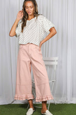 Swiss Dot Printed Short Puff Sleeves Blouse Top - Cream