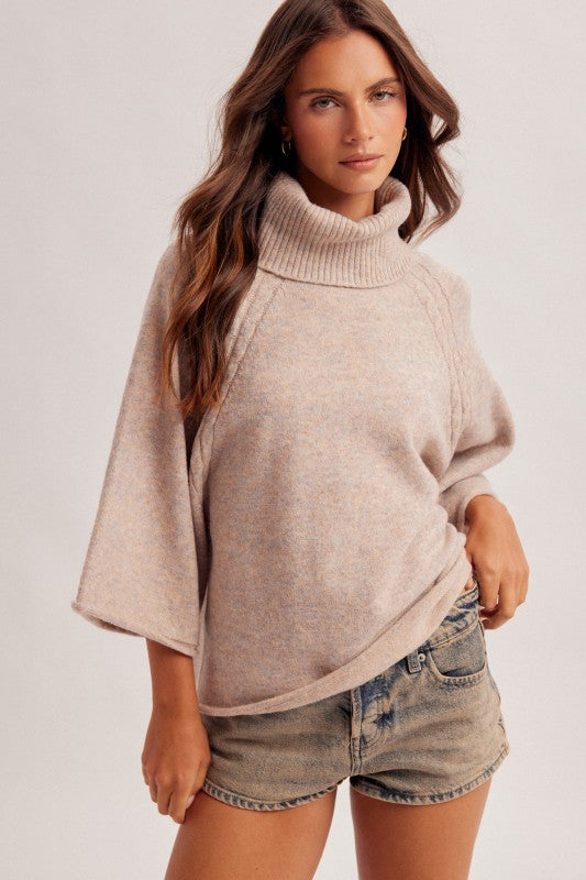 Rose Mist Chunky Turtleneck Sweater