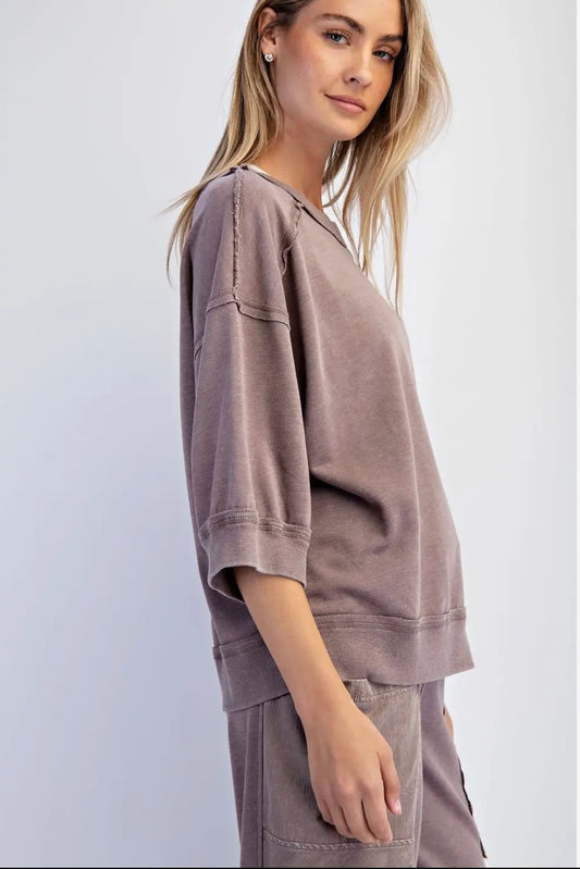 French Terry Short Sleeve: Mocha