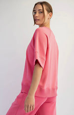 Modal Tee with Ribbed Sleeves