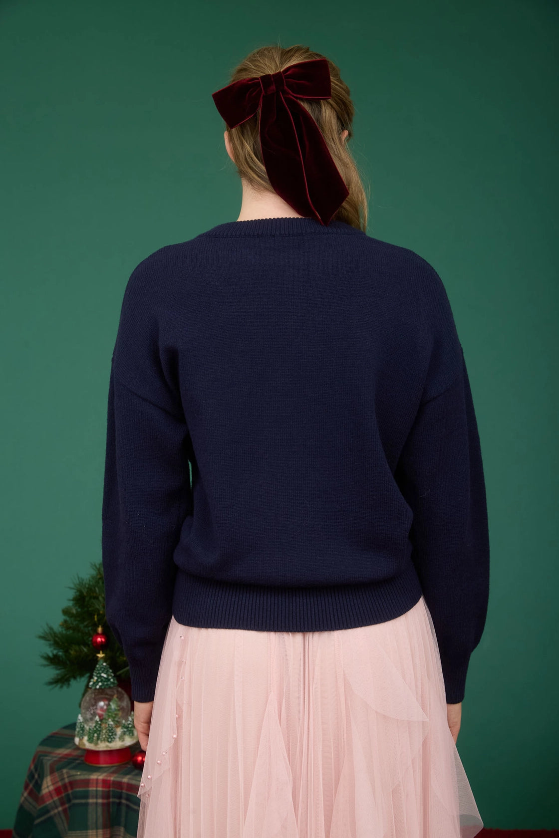Merry Tinsel Graphic Sweater - Navy