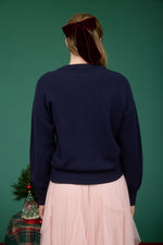 Merry Tinsel Graphic Sweater - Navy